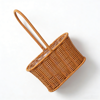 Panier de rangement portable en rotin fait main, style pastoral, pour la maison, le shopping, les sorties et la cueillette, 22*12*14/35cm