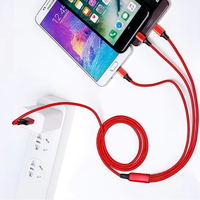 Kabel pengisi daya Usb 3 dalam 1 6 kaki 10 kaki, nilon kepang Universal OEM/ODM kabel Data dengan kabel adaptor Port USB mikro