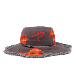 Trendy Cool Raw Edge Embroidery Logo Bucket Hat, Color <b>Block</b> Top Fashion Stylish Design Hat - Product Image 1