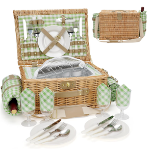 Thân Thiện Với Môi <span class=keywords><strong>Mini</strong></span> Set 4 Người Wicker Dã Ngoại Giỏ Cho Dã Ngoại Rượu Vang Giá Mây - Product Image 5