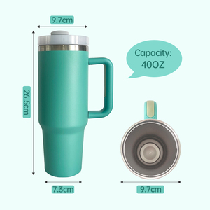 Nouveau produit 2025 vente chaude <span class=keywords><strong>ECP</strong></span> Friendly va au lave-vaisselle gobelet en acier inoxydable à double paroi 40oz avec poignée et paille - Product Image 2