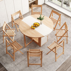 Bàn Và Ghế Phòng Ăn Nhà Bếp Nhỏ Gấp Gọn Bằng Gỗ Có Thể Kéo Dài Đồ Nội Thất Tiết Kiệm Không Gian Bộ Bàn Ăn Cho Gia Đình - Product Image 1