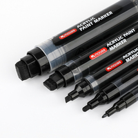 Mobee P-9COMBO-5B Lot de 5 marqueurs de peinture acrylique noire pour le dessin, le dessin et le bricolage.