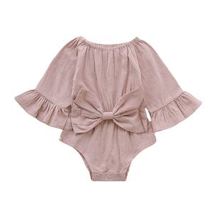 Ropa de Verano de Buena Calidad para Bebés Prematuros de 0 a 3 Años, Mono de Algodón de Manga Larga con Lazo, Cuello Redondo y Manga Acampanada - Product Image 2