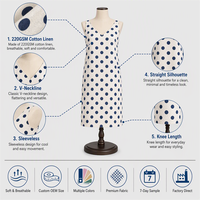 Robe florale pour femmes, grande taille, en coton et lin, imprimée, col en V, sans manches, longueur genou, été, à pois, avec logo personnalisé
