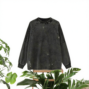 Custom Washed <b>Oversized</b> Men's <b>Sweatshirt</b> Long Sleeve Pullover O-Neck <b>Vintage</b> Streetwear - Product Image 3