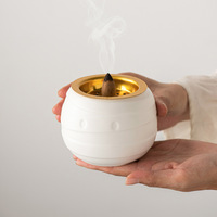 Vente en gros de brûleur d'encens en céramique minimaliste rayé et lampe de parfum diffuseur d'aromathérapie pour le yoga, le spa, le bureau et la décoration intérieure musulmane