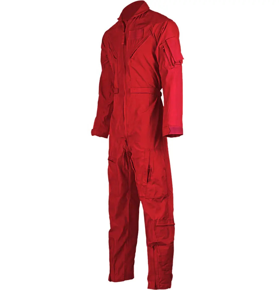 Multi zipper pockets design custom high quality FR fabric made red air force coverall flight suit