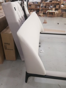 High-End Quality Factory Luxury <strong>Beige</strong> Up-holstered King Queen Size Solid Wood Frame Beds - Product Image 2