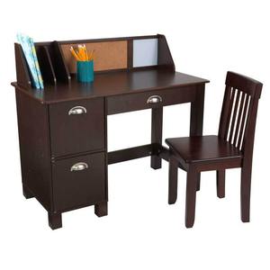 Bureau d'étude avec chaise - espresso Idéal pour les devoirs et la lecture sur table Grand espace de rangement pour les enfants - Product Image 1