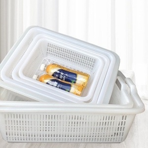Panier de rangement et de lavage en plastique coloré pour légumes, design moderne, empilable, forme rectangulaire, grandes et petites tailles, épaissi, pour cuisine - Product Image 5