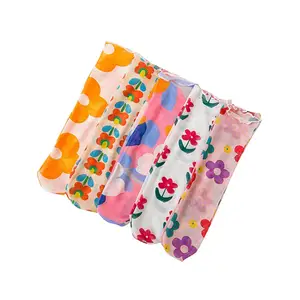 Korea style custom tulle socks with flowers stars strawberry patterns chic ankle socks