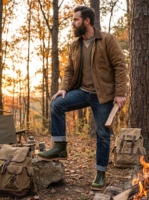 Bottes de travail pour hommes en cuir tanné végétal vert sur mesure, style western, souples, mi-mollet, à lacets, avec semelle Goodyear et bout renforcé