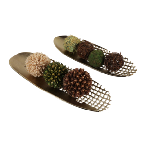 Set di vassoi decorativi in rete con finitura oro, forma ovale, per tavolino da caffè o toeletta - Product Image 2