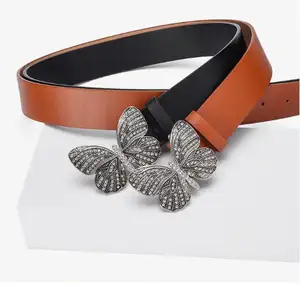 Pu Lederen Riemen Vrouwen Rekbare Vintage Jurk Riem Elastische Taille Cinch Riem Met Zilveren Strass Vlinder Gesp