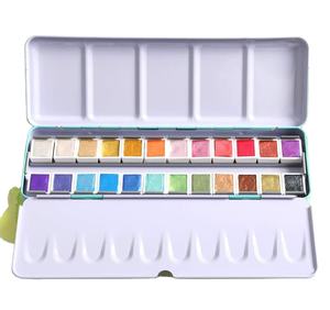 Ensemble de peinture à l'aquarelle en gâteau de 18/24/36 couleurs, pigment doré métallique, peinture artistique, peinture à l'aquarelle métallique solide - Product Image 1