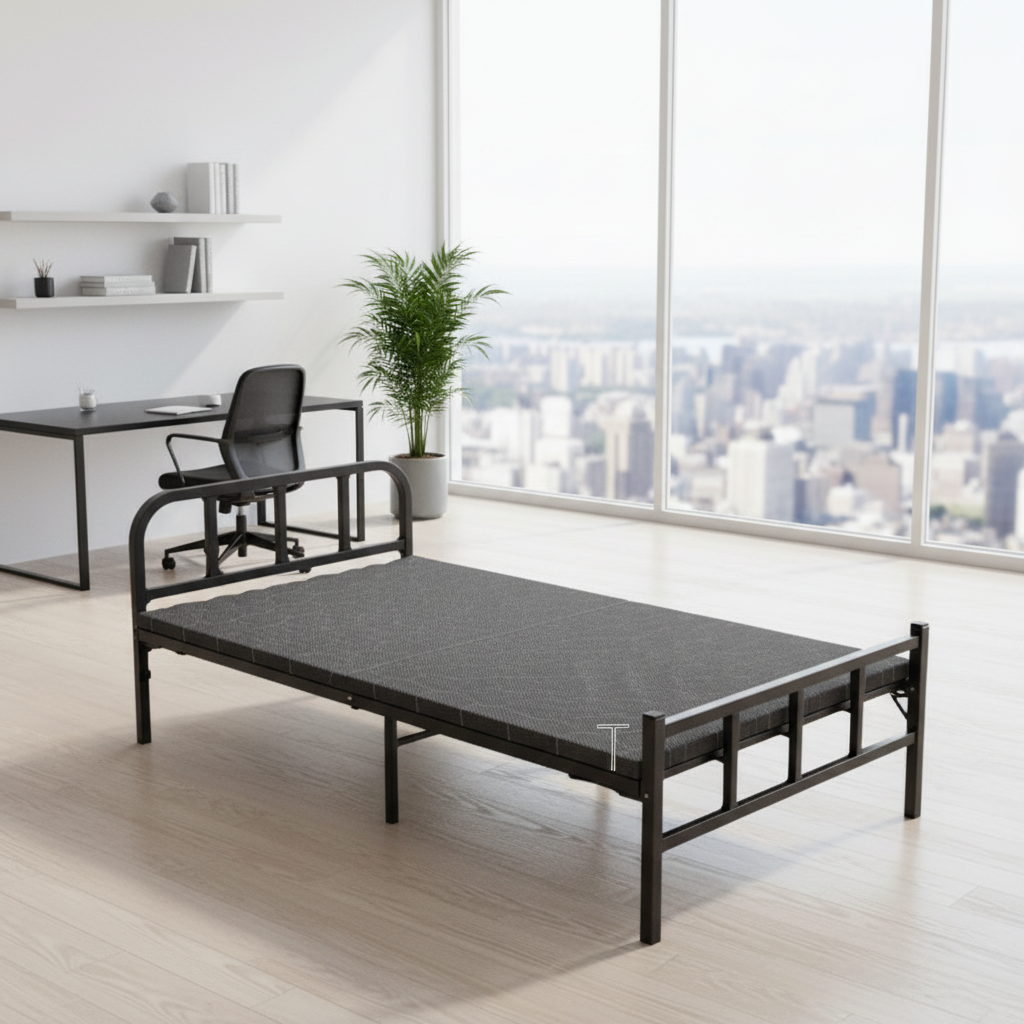 BTM Metal Bed 3ft Single With LED Lights, USB & Type-C Charging, Storage Frame, Black