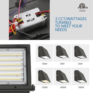 ไฟติดผนัง LED แบบหรี่แสงได้ รุ่น Full Cutoff 100W/80W/60W และปรับอุณหภูมิสีได้ 3500K/4000K/5000K, 100-277V IP65 ได้รับมาตรฐาน ETL - Product Image 4