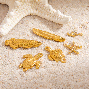 จี้รูปเต่าและปลาดาวสแตนเลสชุบทอง 18k สำหรับทำเครื่องประดับ DIY ของขวัญขายส่ง - Product Image 1