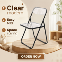 Chaise pliante en plastique multi-usages, chaise de bureau pliante transparente portable pour les réunions, le salon
