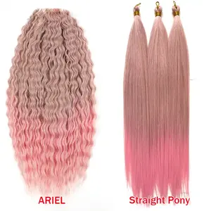 Venta al por mayor trenzas de ganchillo pelo trenzado sintético <span class=keywords><strong>Ariel</strong></span> pelo de caballo recto 30 "mechones Ombre Rubio extensiones de pelo de ganchillo - Product Image 4