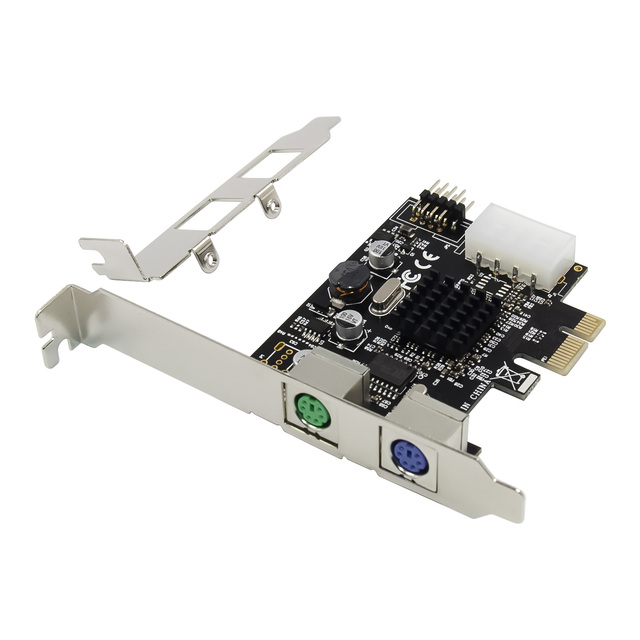 MEO Brand RoHS Certified PCIE 2-Port PS2 Adapter Expansion Card 4 Pin Power Connector Keyboard Mouse Stock