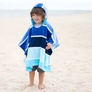 Poncho con capucha para niños, toalla 100% algodón con buena absorción de agua