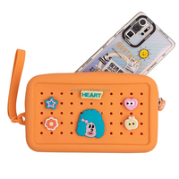 Pochette de téléphone portable en silicone, sac de rangement cosmétique à fermeture éclair pour appareils électroniques numériques, sac à main pour téléphone