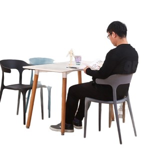 Plastic <b>Stackable</b> <b>Chair</b> With Simple Backrest Nordic Style <b>Dining</b> <b>Chair</b> For Home And Adult Use Thickened Design - Product Image 3
