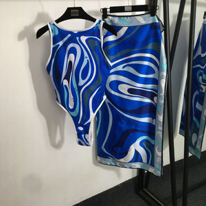 Conjunto de traje de baño de 2 piezas para mujer, traje de baño de una pieza con estampado retro y falda para la playa, para vacaciones de verano - Product Image 2