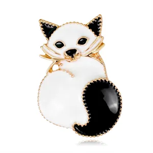 Rinhoo Lovely Fashion Kids Coat Party Suit Accessories Smooth Enamel Animal Huddle Up Cat Brooch Jewelry Women Pins