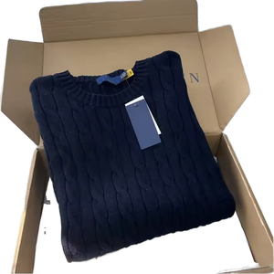 Custom Logo Front Men's Vintage Wool Breathable Autumn Thick Knit Slim <b>Fit</b> Fleece <b>Jumper</b> with Jacquard Horse Pullover - Product Image 1