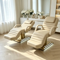 Table de massage électrique chauffante et réglable de luxe pour extensions de cils, salon de beauté, spa, esthétique et soins du visage
