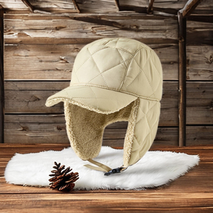 Chapeau d'hiver chaud avec protège-oreilles, coque matelassée, doublure en sherpa, résistant au vent, pour activités de plein air - Product Image 4