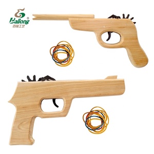 <span class=keywords><strong>Pistola</strong></span> <span class=keywords><strong>Giocattolo</strong></span> in Legno Massello per Bambini con Elastico per Tiro all'Aperto - Product Image 1
