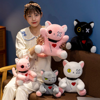 Peluche en coton personnalisée OEM ODM Chat Noir 25cm/35cm Animal en peluche personnalisé Chaton Toutes Tailles Vente en Gros