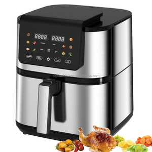 Gran Airfryers 8L 10L Cesta doble con dos elementos de calefacción Hot Deep <span class=keywords><strong>Rapid</strong></span> <span class=keywords><strong>Air</strong></span> Flyer Freidoras de aire cuadradas de acero inoxidable completo - Product Image 1