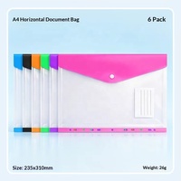 Pochette de classement A4 transparente à feuilles mobiles pour étudiants, sac de rangement multifonctionnel épaissi avec bouton-pression pour documents