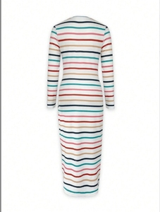 Robe décontractée plissée à manches longues imprimée à la mode pour femmes - Product Image 4