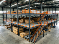 Étagère de mezzanine HONGXIN robuste sans boulons en acier laminé à froid, revêtement poudré, réglable, protection contre la corrosion, personnalisable 2/3 niveaux