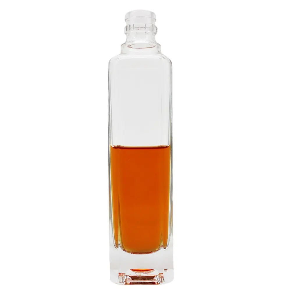 カスタム形状375mlスーパーフリントガラス酒瓶テキーラウイスキーウォッカスピリットジンラムガラスボトルコンテナ