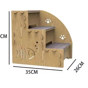 LuxuryPet, sofá moderno de madera maciza con diseño de rayas, <span class=keywords><strong>escalera</strong></span>, cama, accesorios <span class=keywords><strong>para</strong></span> mascotas al aire libre <span class=keywords><strong>para</strong></span> <span class=keywords><strong>perros</strong></span> de peluche, gatos ancianos, reptiles - Product Image 2