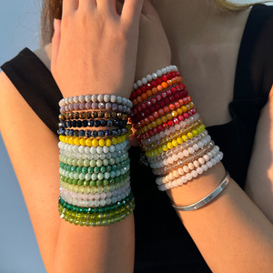 Femme verre cristal perlé Bracelet à la mode coloré corde Distance Wrap femmes filles <span class=keywords><strong>Style</strong></span> chrétien - Product Image 3