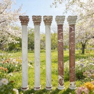 Colonnes creuses en marbre naturel de style grec et romain, personnalisées, pour la décoration de bâtiments résidentiels et hôteliers – Vente directe usine - Product Image 3