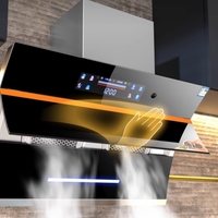 Hotte murale intelligente à double moteur 90 cm, aspiration puissante, LED, en cuivre et verre, pour cuisine connectée