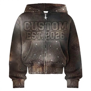 Custom Embroidered <b>Hoodie</b> Men's Massive <b>Pink</b> Zip up <b>Hoody</b> Multi Color Patchwork Studded Hood Distressed Signature Release - Product Image 4