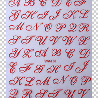 Autocollants pour ongles avec lettres de police gothique, autocollants pour ongles avec alphabet gothique, lettres simples, décorations pour ongles
