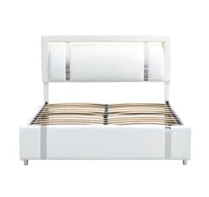 Cama estofada com gaveta com ripas de cama com tiras USB com luzes, personalizável, vendas diretas da fábrica