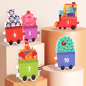 Nouveaux enfants en bois 3D poignée numérique Train Puzzle Montessori éducatif <span class=keywords><strong>math</strong></span>ématiques apprentissage jouets pour les enfants - Product Image 5