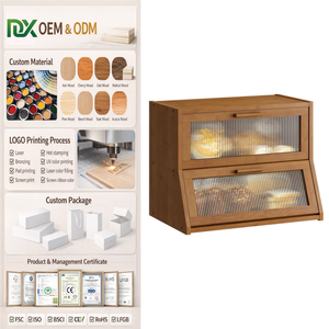 <span class=keywords><strong>Contenitore</strong></span> Ecologico in Bambù per Conservazione del Pane con Sportello Trasparente, per Cucina e Oggetti Vari - Product Image 1